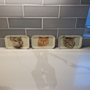 Massilly France tin Cat trays (3), 1984 Marlex International Dessin Merline